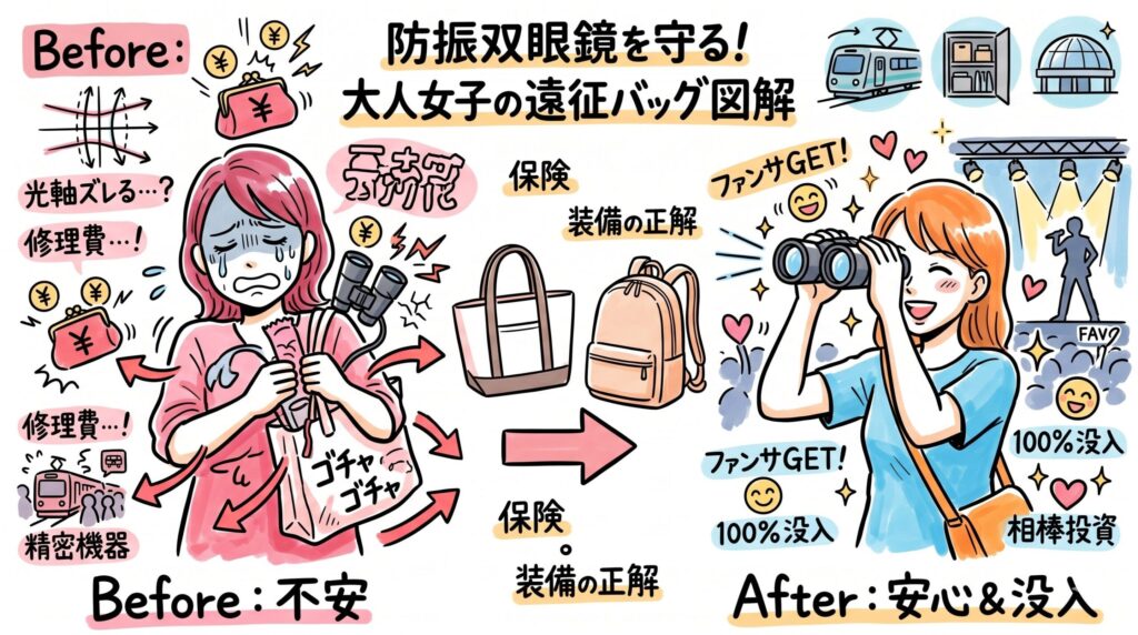 遠征や防振双眼鏡も安心なライブ参戦トートバッグ＆リュック